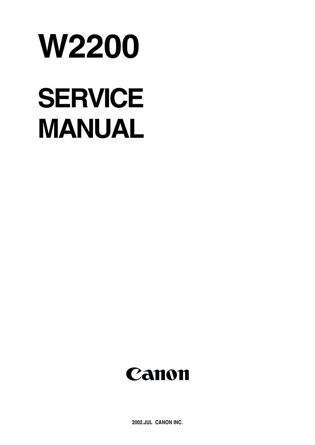 Canon Wide-Format-BubbleJet BJ-W2200 Parts and Service Manual-1